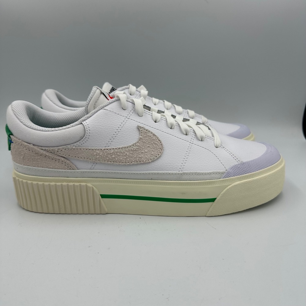 Nike Court Legacy Lift Platform White Green Suede Swoosh Women 9.5 Streetwear - Picture 4 of 11